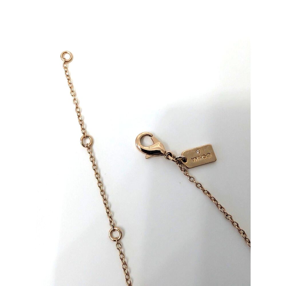 COACH Necklace Open Circle Crystal Pendant Rose Gold Plate Round‎ Link 18" - Picture 5 of 7